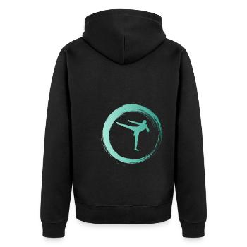 Sporty Hobby Leidenschaft Kickboxen - Unisex Premium Bio Zip Hoodie - Schwarz - Hinten - Nico (187cm)