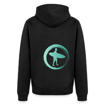 Sporty Hobby Leidenschaft Surfer - Unisex Premium Bio Zip Hoodie - Schwarz - Hinten - Nico (187cm)