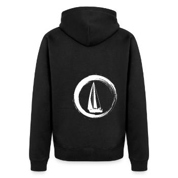 Sporty Hobby Leidenschaft Segeln - Unisex Premium Bio Zip Hoodie - Schwarz - Hinten - Nico (187cm)