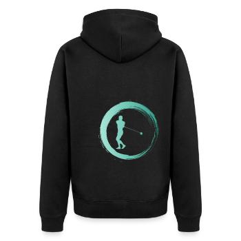Sporty Hobby Leidenschaft Hammerwurf - Unisex Premium Bio Zip Hoodie - Schwarz - Hinten - Nico (187cm)