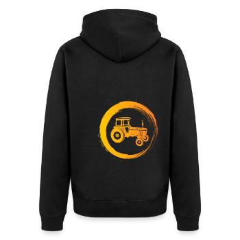 Sporty Hobby Leidenschaft Traktor - Unisex Premium Bio Zip Hoodie - Schwarz - Hinten - Nico (187cm)