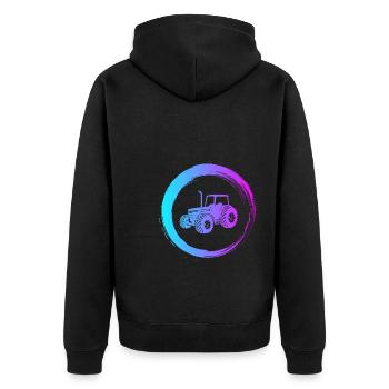 Sporty Hobby Leidenschaft Traktor - Unisex Premium Bio Zip Hoodie - Schwarz - Hinten - Nico (187cm)