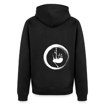 Sporty Hobby Leidenschaft Dudelsack - Unisex Premium Bio Zip Hoodie - Schwarz - Hinten - Nico (187cm)