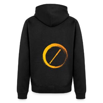 Sporty Hobby Leidenschaft Blockflöte - Unisex Premium Bio Zip Hoodie - Schwarz - Hinten - Nico (187cm)