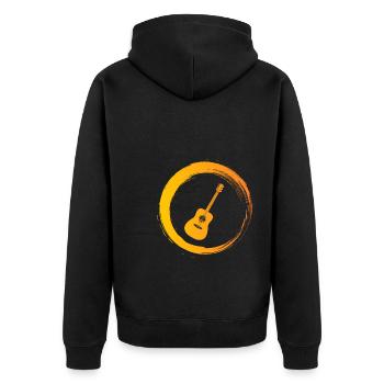 Sporty Hobby Leidenschaft Gitarre - Unisex Premium Bio Zip Hoodie - Schwarz - Hinten - Nico (187cm)
