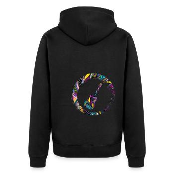 Sporty Hobby Leidenschaft Gitarre - Unisex Premium Bio Zip Hoodie - Schwarz - Hinten - Nico (187cm)