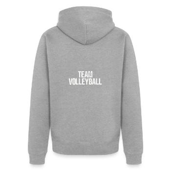 Team Volleyball - Unisex Premium Bio Zip Hoodie - Grau meliert - Hinten - Nico (187cm)