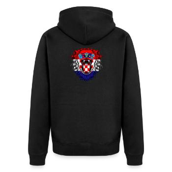 Kroatien - Unisex Premium Bio Zip Hoodie - Schwarz - Hinten - Nico (187cm)