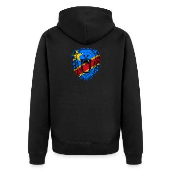 Demokratische Republik Kongo - Unisex Premium Bio Zip Hoodie - Schwarz - Hinten - Nico (187cm)