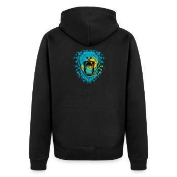 Kasachstan - Unisex Premium Bio Zip Hoodie - Schwarz - Hinten - Nico (187cm)