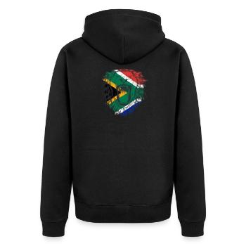 South Africa - Unisex Premium Organic Zip Hoodie - black - Back - Nico (187cm)