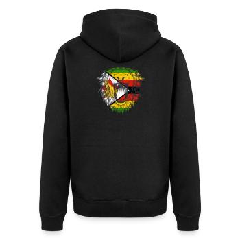 Zimbabwe - Unisex Premium Organic Zip Hoodie - black - Back - Nico (187cm)