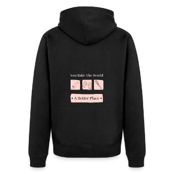 Bake The World A Better Place Cute Baking - Unisex Premium Organic Zip Hoodie - black - Back - Nico (187cm)
