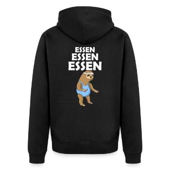 Essen Essen Essen - Unisex Premium Bio Zip Hoodie - Schwarz - Hinten - Nico (187cm)