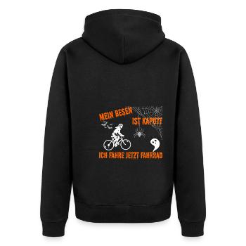 Fahrrad Mountainbike Hobby Fahrradfahren - Unisex Premium Bio Zip Hoodie - Schwarz - Hinten - Nico (187cm)