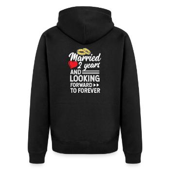 Deuxième anniversaire de mariage Marié 2 ans - Veste à capuche bio Premium Unisexe - noir - Dos - Nico (187cm)
