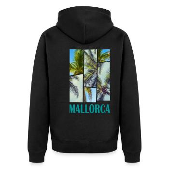 Mallorca Sommer Sonne Strand Meer Palmen Urlaub - Unisex Premium Bio Zip Hoodie - Schwarz - Hinten - Nico (187cm)