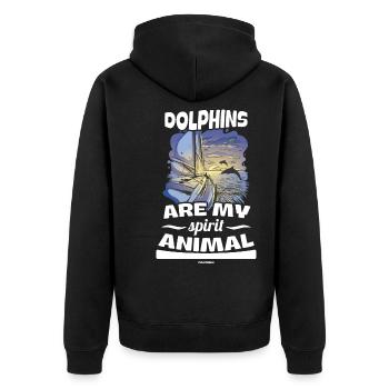 Delfin Delfinschule Säugetier Meer Delfinarium - Unisex Premium Bio Zip Hoodie - Schwarz - Hinten - Nico (187cm)