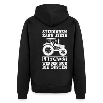 Landwirt Bauer Landwirtschaft Beruf Landleben - Unisex Premium Bio Zip Hoodie - Schwarz - Hinten - Nico (187cm)