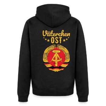 Väterchen Ost DDR Ossi Geschenkidee - Unisex Premium Bio Zip Hoodie - Schwarz - Hinten - Nico (187cm)