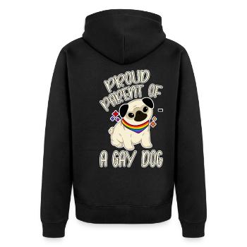 Proud Parent Of A Gay Dog - Unisex Premium Bio Zip Hoodie - Schwarz - Hinten - Nico (187cm)