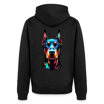Painted Dog four - Unisex Premium Bio Zip Hoodie - Schwarz - Hinten - Nico (187cm)