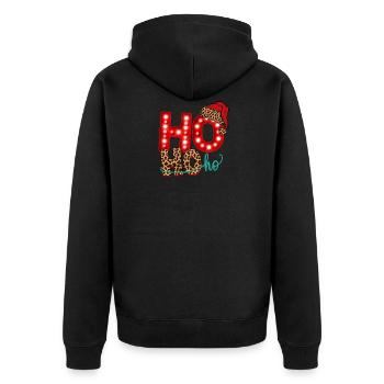 Ho Ho Ho Christmas - Unisex Premium Organic Zip Hoodie - black - Back - Nico (187cm)