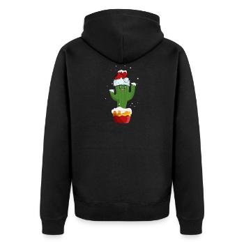 Christmas Cute Cactus - Unisex Premium Organic Zip Hoodie - black - Back - Nico (187cm)
