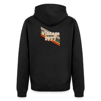 Retro Vintage 1977 - Unisex Premium Organic Zip Hoodie - black - Back - Nico (187cm)