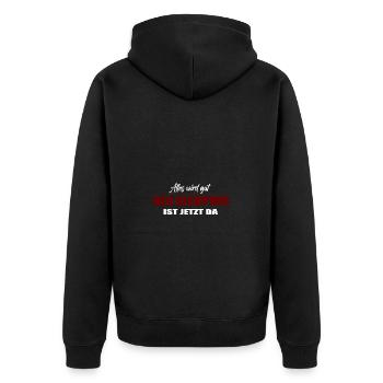 Klempner - Unisex Premium Bio Zip Hoodie - Schwarz - Hinten - Nico (187cm)
