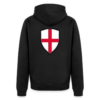 ENGLAND FLAG SHIELD - Unisex Premium Organic Zip Hoodie - black - Back - Nico (187cm)