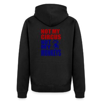 Not my Circus not my Monkeys 1- Nicht mein Zirkus - Unisex Premium Bio Zip Hoodie - Schwarz - Hinten - Nico (187cm)