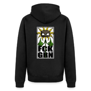 FCK GRN. Landwirtschaft Bauer Agrar Protest Shirt - Unisex Premium Bio Zip Hoodie - Schwarz - Hinten - Nico (187cm)