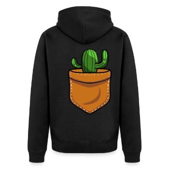 Kaktus Strauch Kakteen Stachelig Garten Gärtner - Unisex Premium Bio Zip Hoodie - Schwarz - Hinten - Nico (187cm)