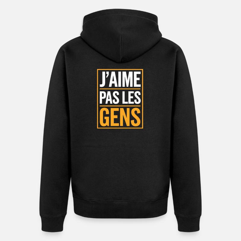 J'aime pas les gens - Veste à capuche bio Premium Unisexe - noir