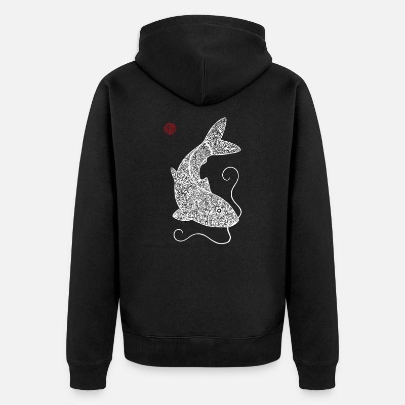 Koi Motif Carpe Blanc - Veste à capuche bio Premium Unisexe - noir
