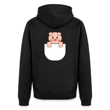Mignon poche cochon idée cadeau - Veste à capuche bio Premium Unisexe - noir - Dos - Nico (187cm)