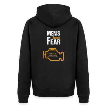 Angst? Ich bin es nur, die Motorkontrollleuchte! - Unisex Premium Bio Zip Hoodie - Schwarz - Hinten - Nico (187cm)