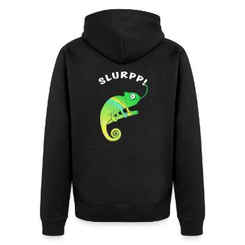Chameleon SLURPP - Unisex Premium Organic Zip Hoodie - black - Back - Nico (187cm)