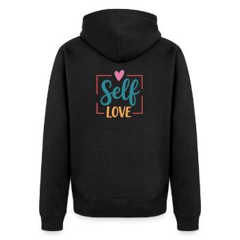 L’amour de soi - Veste à capuche bio Premium Unisexe - noir - Dos - Nico (187cm)