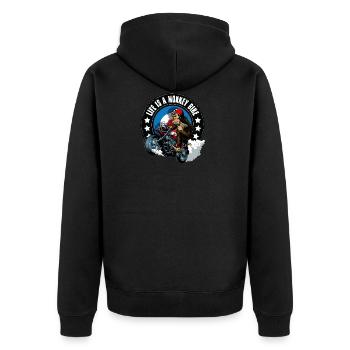 Monkey bike - Unisex Premium Organic Zip Hoodie - black - Back - Nico (187cm)