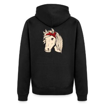 Tête de cheval avec chiffon cavalier cavalier cadeau cheval - Veste à capuche bio Premium Unisexe - noir - Dos - Nico (187cm)