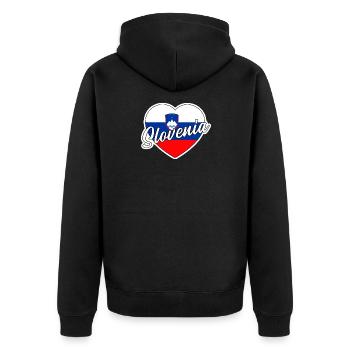 Slowenien - Unisex Premium Bio Zip Hoodie - Schwarz - Hinten - Nico (187cm)