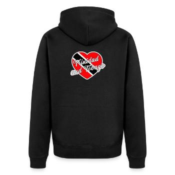 Trinidad und Tobago - Unisex Premium Bio Zip Hoodie - Schwarz - Hinten - Nico (187cm)