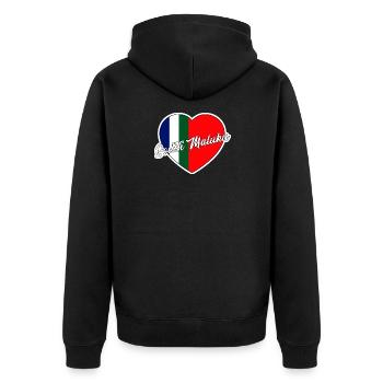 Republik Maluku Selatan - Unisex Premium Bio Zip Hoodie - Schwarz - Hinten - Nico (187cm)