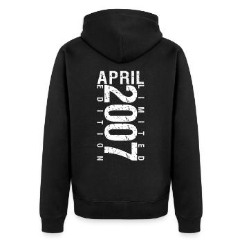 April 2007 April Geburtstagsgeschenk 2007 - Unisex Premium Bio Zip Hoodie - Schwarz - Hinten - Nico (187cm)