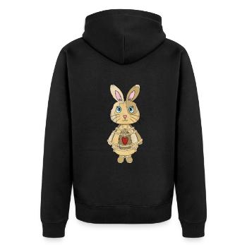 Seil-Hase - Unisex Premium Bio Zip Hoodie - Schwarz - Hinten - Nico (187cm)