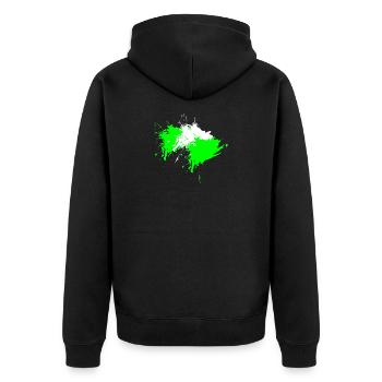 Klecks Fleck Flecke Weiß Hellgrün Vektor Design - Unisex Premium Bio Zip Hoodie - Schwarz - Hinten - Nico (187cm)
