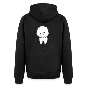 Bichon Frise Chien Dans Le Sac - Veste à capuche bio Premium Unisexe - noir - Dos - Nico (187cm)