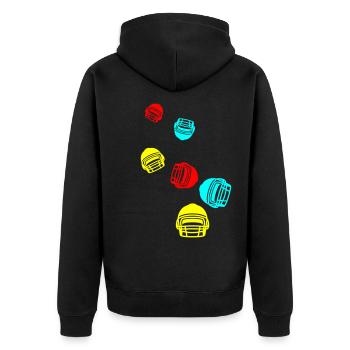 Football Helm - Unisex Premium Bio Zip Hoodie - Schwarz - Hinten - Nico (187cm)